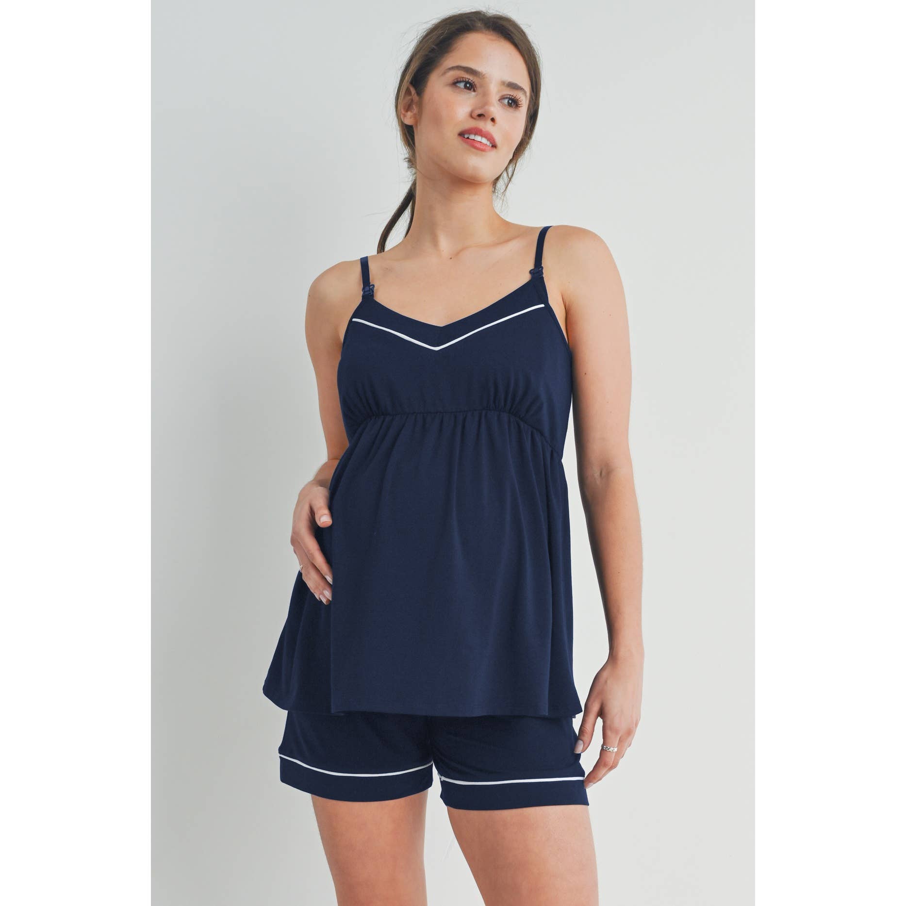 Hello Miz Tank Top and Shorts Maternity Loungewear Set