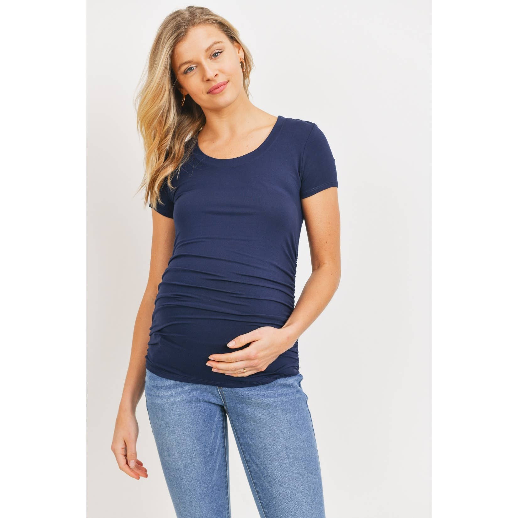 Hello Miz Ruched Short Sleeve Maternity T-Shirt