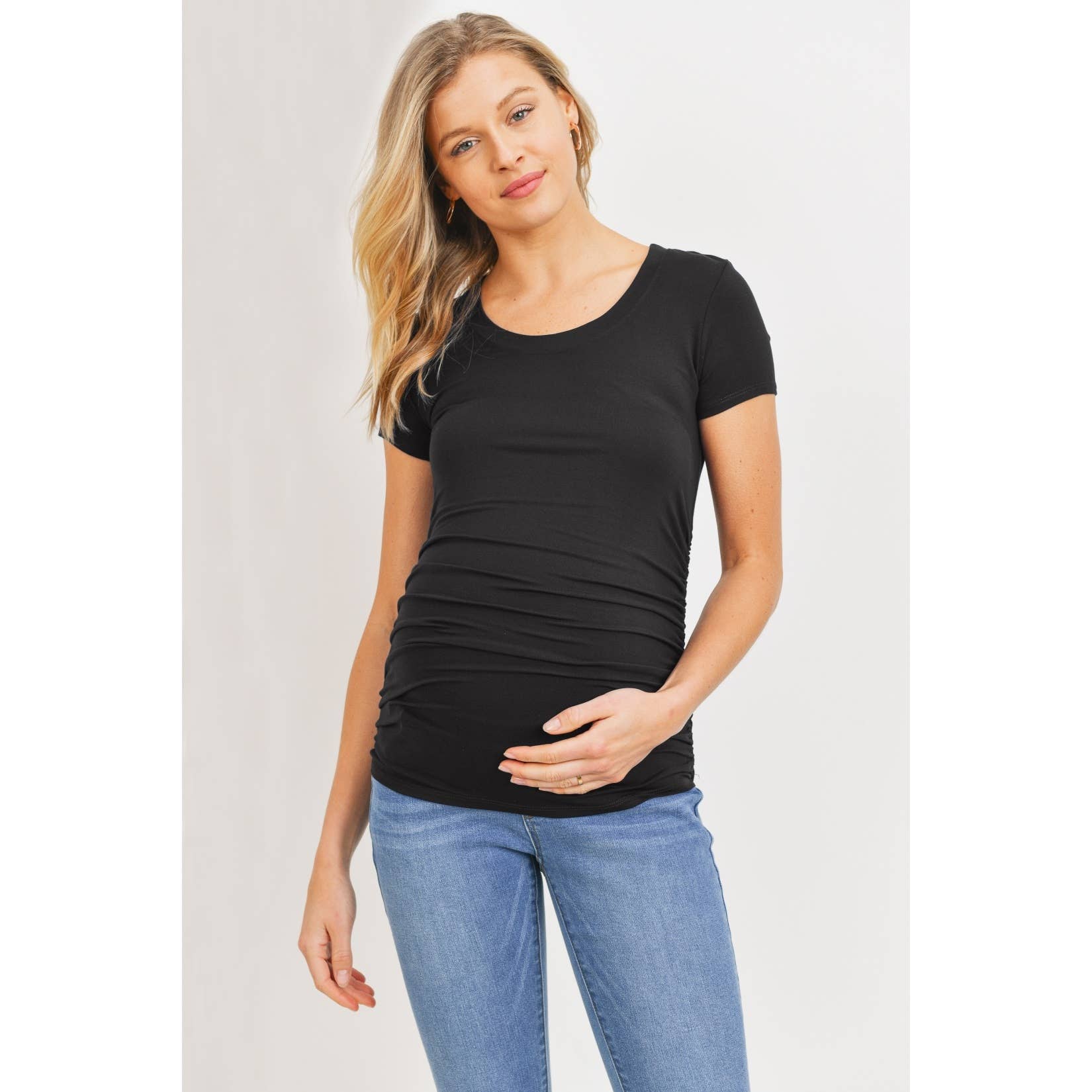 Hello Miz Ruched Short Sleeve Maternity T-Shirt