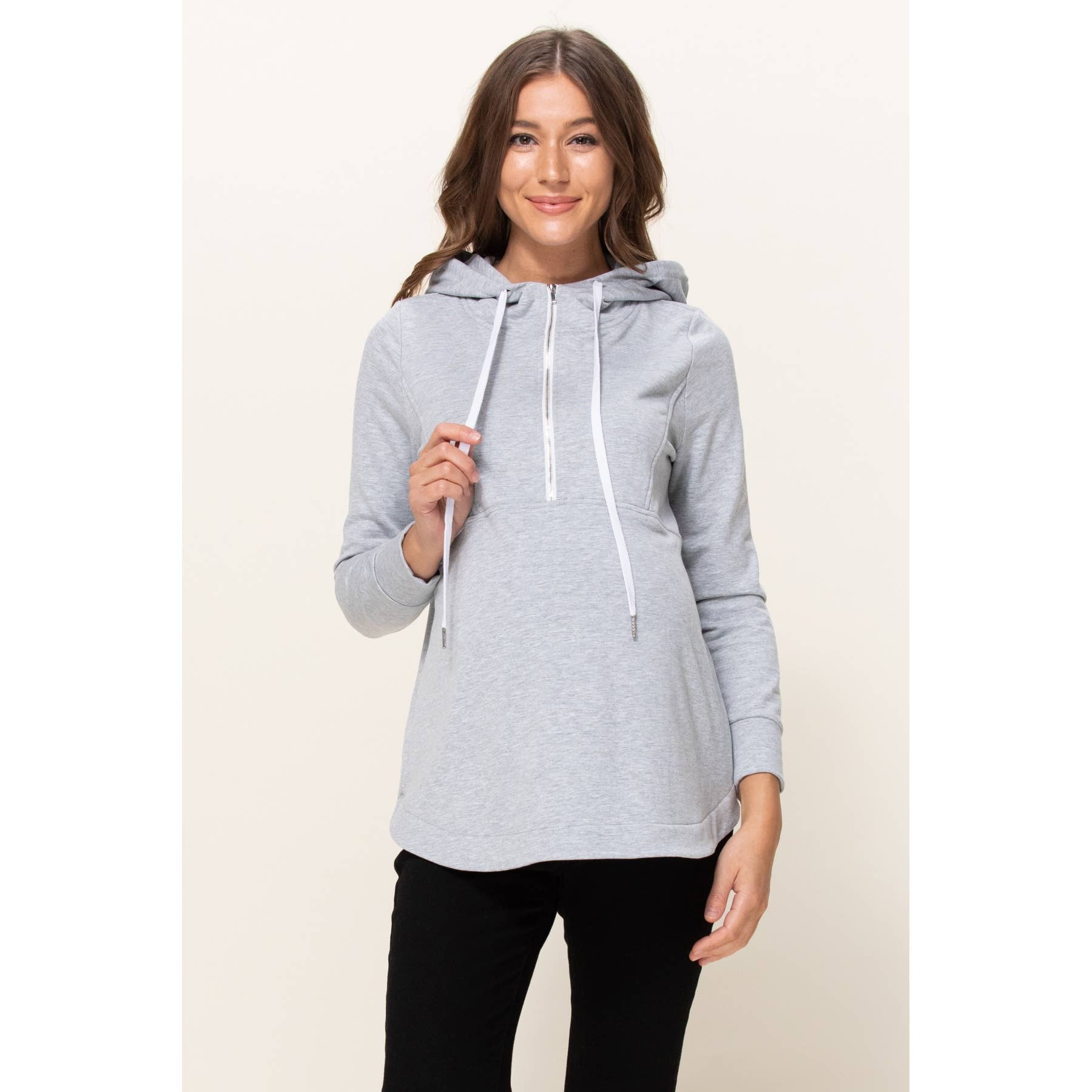 Hello Miz French Terry Half-Zip Maternity Nursing Hoodie